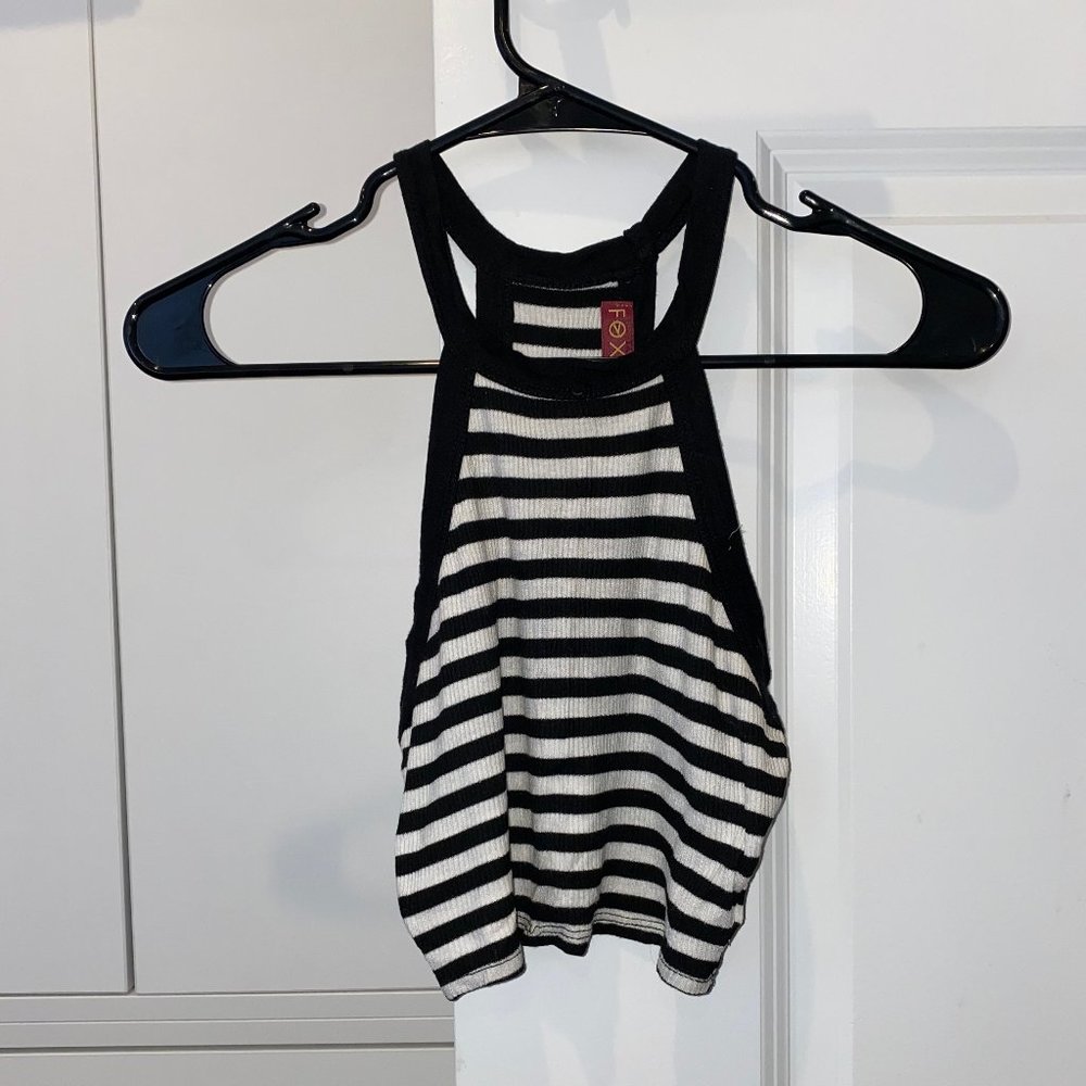 Fox & Harm Black and White Striped Crop Top